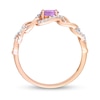 Thumbnail Image 4 of Sideways Oval Amethyst and 0.13 CT. T.W. Diamond Chain Link Ring in 10K Rose Gold