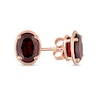 Thumbnail Image 1 of Oval Garnet Outline Frame Stud Earrings in 14K Rose Gold