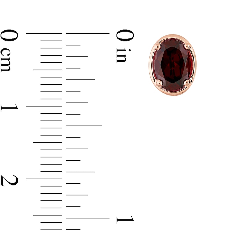 Main Image 4 of Oval Garnet Outline Frame Stud Earrings in 14K Rose Gold