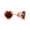 Thumbnail Image 1 of Heart-Shaped Garnet Outline Frame Stud Earrings in 14K Rose Gold