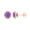 Thumbnail Image 3 of Round Amethyst Outline Frame Stud Earrings in 14K Rose Gold
