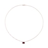 Thumbnail Image 3 of Sideways Emerald-Cut Garnet and 0.12 CT. T.W. Diamond Frame Necklace in 10K Rose Gold