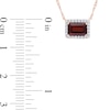 Sideways Emerald-Cut Garnet and 0.12 CT. T.W. Diamond Frame Necklace in 10K Rose Gold