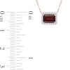 Thumbnail Image 3 of Sideways Emerald-Cut Garnet and 0.12 CT. T.W. Diamond Frame Necklace in 10K Rose Gold