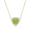 Thumbnail Image 1 of Trillion-Cut Peridot and White Topaz Frame Necklace in 10K Gold