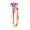 Thumbnail Image 3 of Multi-Shape Amethyst and 0.09 CT. T.W. Diamond Three Stone Bridal Set in 10K Rose Gold