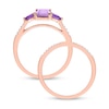 Thumbnail Image 4 of Multi-Shape Amethyst and 0.09 CT. T.W. Diamond Three Stone Bridal Set in 10K Rose Gold