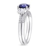 Thumbnail Image 3 of Blue and White Sapphire and 0.09 CT. T.W. Diamond Three Stone Bridal Set in 10K White Gold