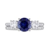 Thumbnail Image 4 of Blue and White Sapphire and 0.09 CT. T.W. Diamond Three Stone Bridal Set in 10K White Gold