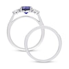 Thumbnail Image 5 of Blue and White Sapphire and 0.09 CT. T.W. Diamond Three Stone Bridal Set in 10K White Gold
