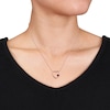 Thumbnail Image 2 of Offset Garnet Heart Outline Necklace in 10K Rose Gold
