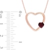 Thumbnail Image 3 of Offset Garnet Heart Outline Necklace in 10K Rose Gold