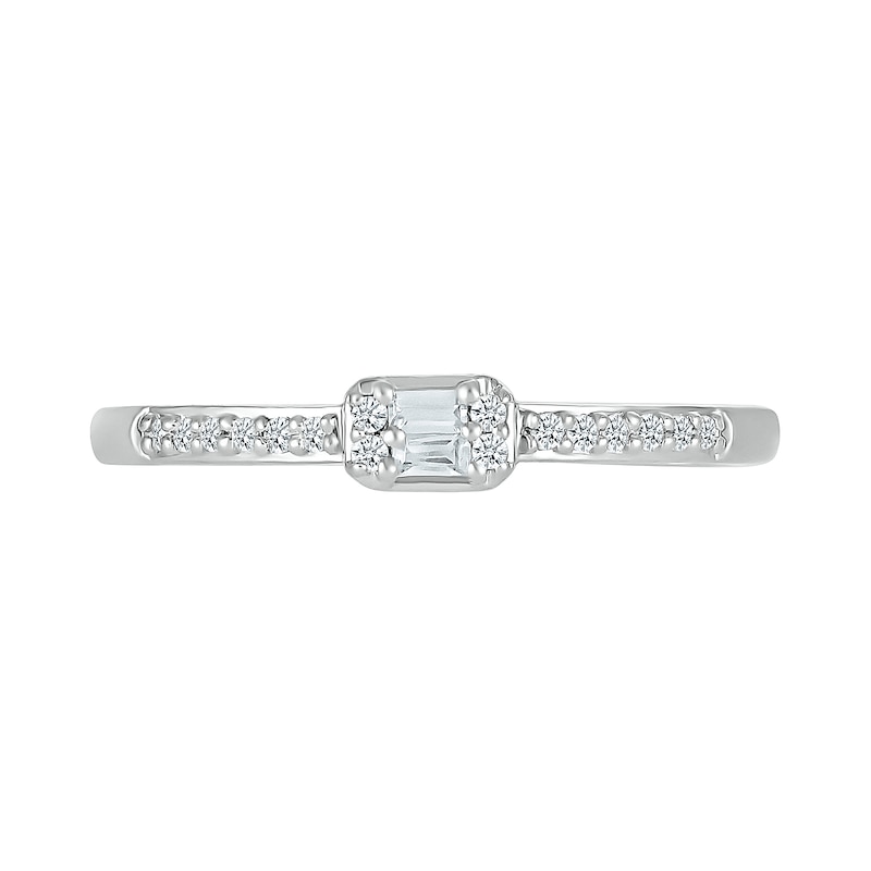0.10 CT. T.W. Sideways Emerald-Shaped Multi-Diamond Promise Ring in 10K White Gold