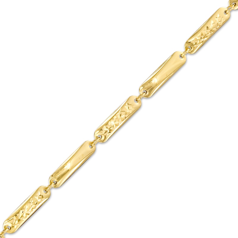 Diamond-Cut Bar Link Bracelet in 10K Gold – 7.5"|Peoples Jewellers