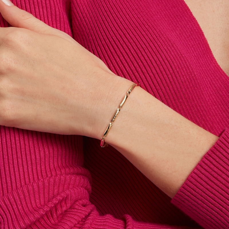 Main Image 2 of Diamond-Cut Bar Link Bracelet in 10K Gold – 7.5"
