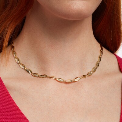 Diamond-Cut Curve Link Necklace in 10K Two-Tone Gold – 17.25"