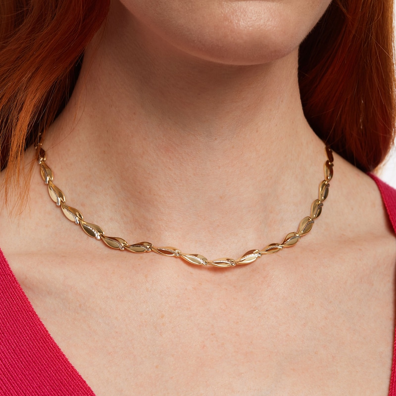 Diamond-Cut Curve Link Necklace in 10K Two-Tone Gold – 17.25"