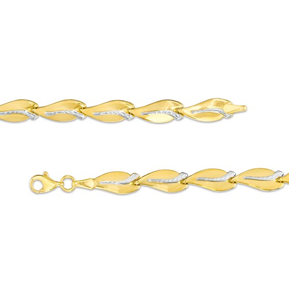 Diamond-Cut Curve Link Necklace in 10K Two-Tone Gold – 17.25"