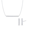 Thumbnail Image 1 of 0.17 CT. T.W. Diamond Bar Necklace and Stud Earrings Set in Sterling Silver - 17"