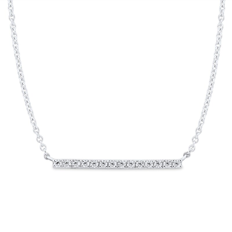 Main Image 2 of 0.17 CT. T.W. Diamond Bar Necklace and Stud Earrings Set in Sterling Silver - 17"