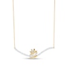 By Women for Women 0.20 CT. T.W. Diamond Swirl Bypass Bar with Lotus Flower Necklace in 10K Gold