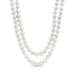 6.5mm Freshwater Cultured Pearl Double Strand Necklace with 14K Gold Round Filigree Clasp