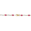 Thumbnail Image 3 of Oval Ruby and 0.16 CT. T.W. Diamond Wave Link Alternating Line Bracelet in 14K Gold - 7.25"