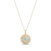 Thumbnail Image 1 of Men's 6.0mm Swiss Blue Topaz Scallop Edge Compass Pendant in 10K Gold – 22"