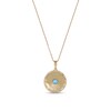Thumbnail Image 3 of Men's 6.0mm Swiss Blue Topaz Scallop Edge Compass Pendant in 10K Gold – 22"