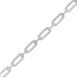 The Kindred Links from Vera Wang Love Collection 0.23 CT. T.W. Diamond Paper Clip Link Bracelet in Sterling Silver