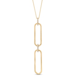 The Kindred Links from Vera Wang Love Collection 0.115 CT. T.W. Diamond Paper Clip Link Drop Pendant in 10K Gold – 19&quot;