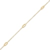 Sideways Ovals Station Anklet in 10K Gold - 10"