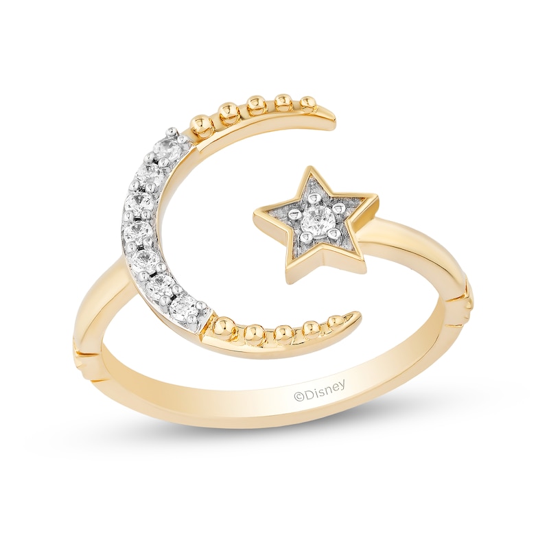 Enchanted Disney Jasmine 0.115 CT. T.W. Diamond Star and Moon Ring in 10K Gold