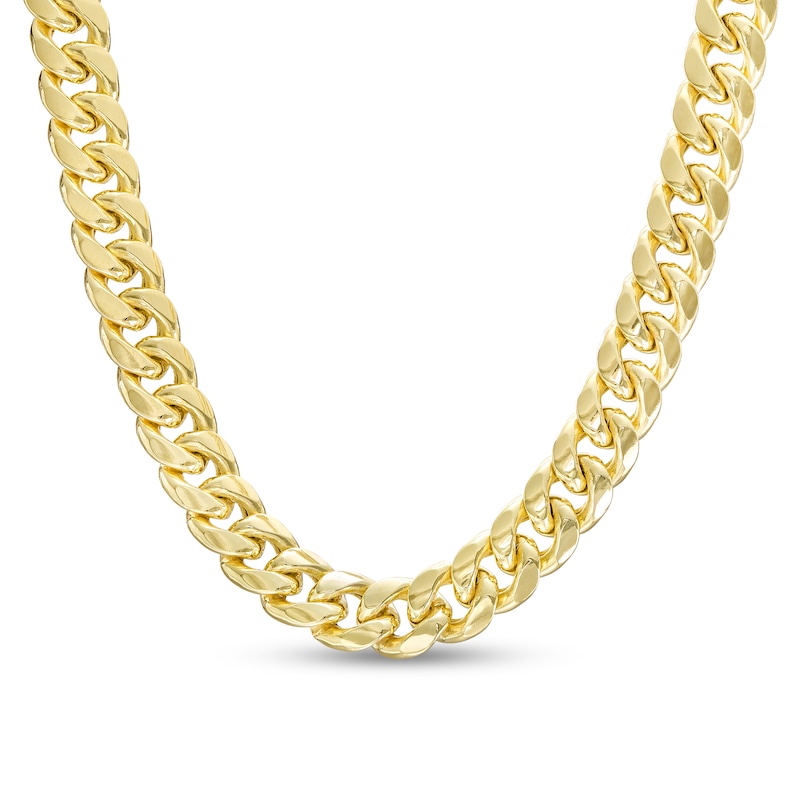 7.4mm Cuban Curb Chain Necklace in Hollow 10K Gold - 22"