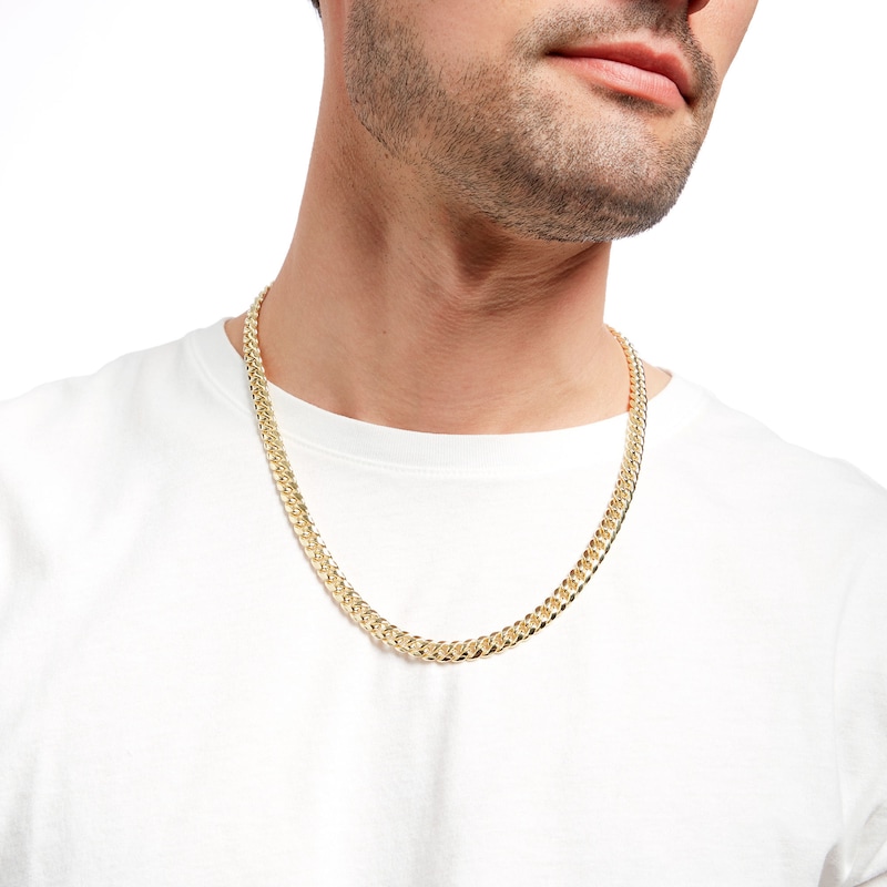 Main Image 2 of 7.4mm Cuban Curb Chain Necklace in Hollow 10K Gold - 22"