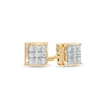 Thumbnail Image 1 of Men's 0.145 CT. T.W. Square Multi-Diamond Curb Chain Link Outer Edge Stud Earrings in 10K Gold