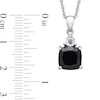 9.0mm Cushion-Cut Onyx and White Topaz Pendant in Sterling Silver