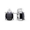 Thumbnail Image 0 of 7.0mm Cushion-Cut Onyx and White Topaz Stud Earrings in Sterling Silver