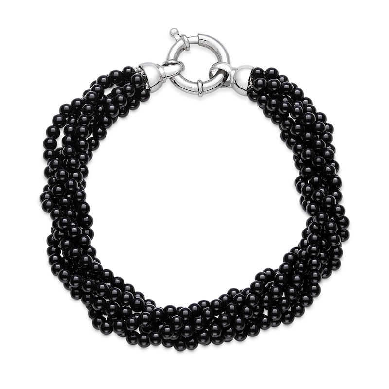 Onyx Bead Multi-Strand Bracelet with Sterling Silver Clasp - 8.0"|Peoples Jewellers