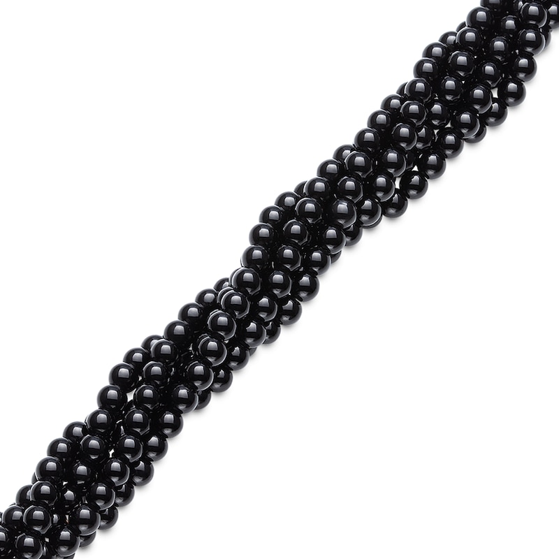Main Image 2 of Onyx Bead Multi-Strand Bracelet with Sterling Silver Clasp - 8.0"
