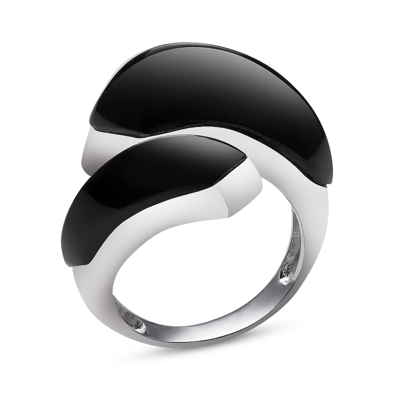 Abstract Onyx Wrap Ring in Sterling Silver - Size 7