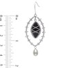 Marquise Onyx and Freshwater Cultured Pearl Wire Drop Earrings in Sterling Silver