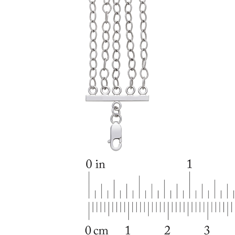 Oval Onyx and Freshwater Cultured Pearl Multi-Strand Necklace in Sterling Silver-15"