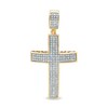 Thumbnail Image 1 of Men's 0.50 CT. T.W. Diamond Triple Row Bold Cross Necklace Charm in 10K Gold