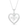 Thumbnail Image 1 of 0.115 CT. T.W. Diamond Beaded Heart Outline with "MOM" and Heart-Top Key Dangle Pendant in Sterling Silver