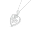 Thumbnail Image 2 of 0.115 CT. T.W. Diamond Beaded Heart Outline with "MOM" and Heart-Top Key Dangle Pendant in Sterling Silver