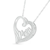 Thumbnail Image 2 of 0.066 CT. T.W. Diamond Heart Outline with Cursive "Mom" and Angel Wing Accent Pendant in Sterling Silver
