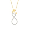 Thumbnail Image 1 of 0.148 CT. T.W. Diamond Heart-Top Infinity Loop Motherly Love Pendant in Sterling Silver with 14K Gold Plate