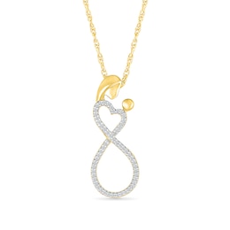 0.148 CT. T.W. Diamond Heart-Top Infinity Loop Motherly Love Pendant in Sterling Silver with 14K Gold Plate