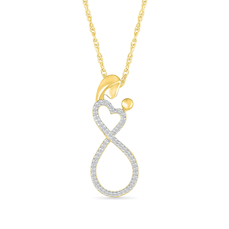 0.148 CT. T.W. Diamond Heart-Top Infinity Loop Motherly Love Pendant in Sterling Silver with 14K Gold Plate